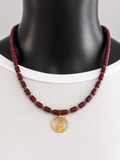 Burgundy Madonna Pendant Necklace