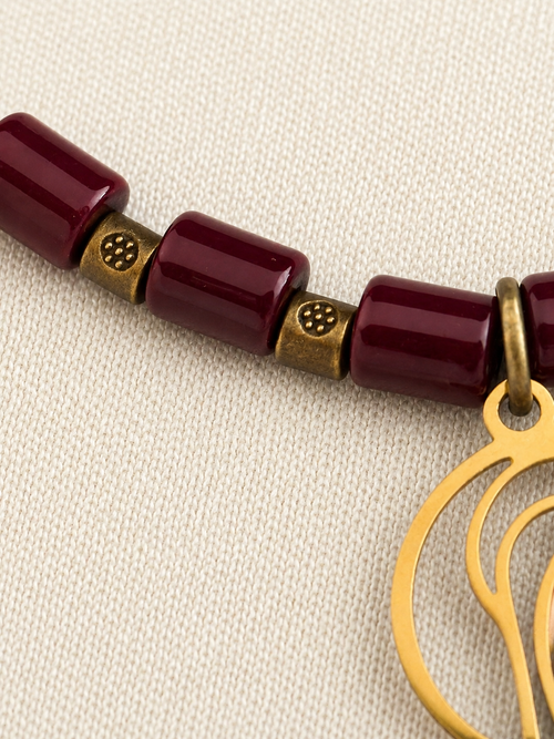 Burgundy Madonna Pendant Necklace