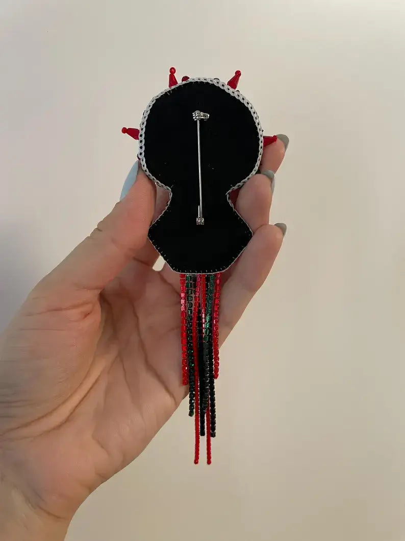 Ukrainian Motanka Brooch — Burgundy