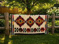 Red Rue Flower Large Wool Throw