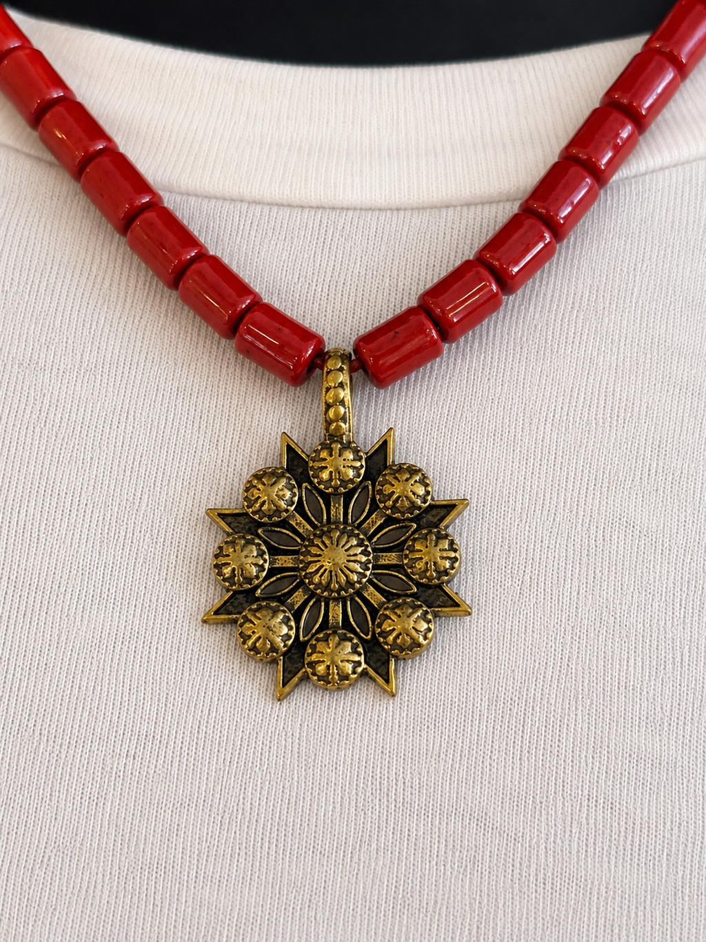 Ceramic & Brass Statement Necklace