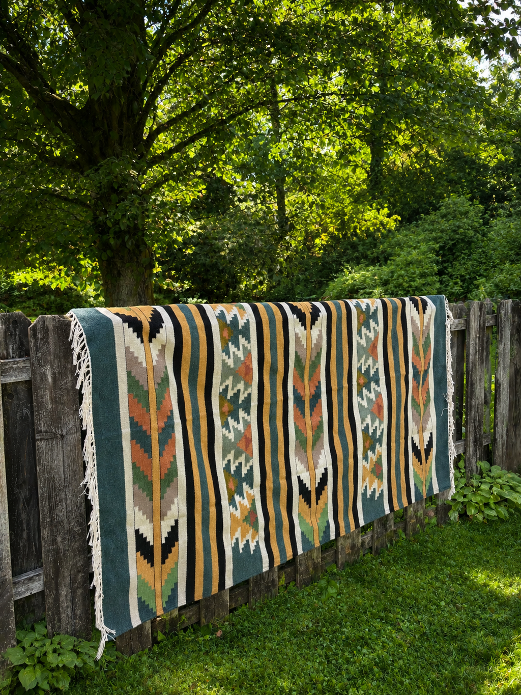 Sage & Terracotta Wool Handmade Kilim Rug