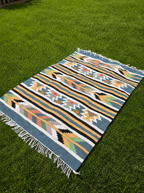 Sage & Terracotta Wool Handmade Kilim Rug