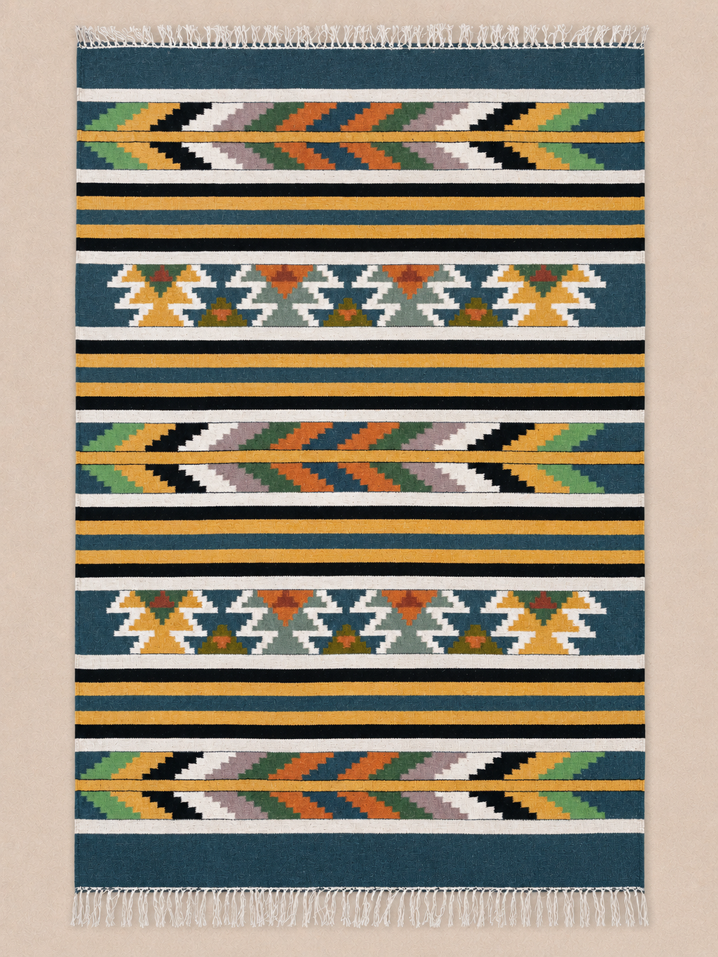 Sage & Terracotta Wool Handmade Kilim Rug
