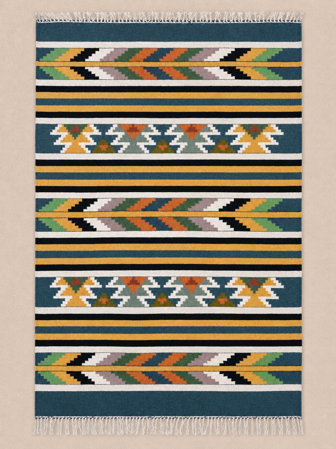 Sage & Terracotta Wool Handmade Kilim Rug