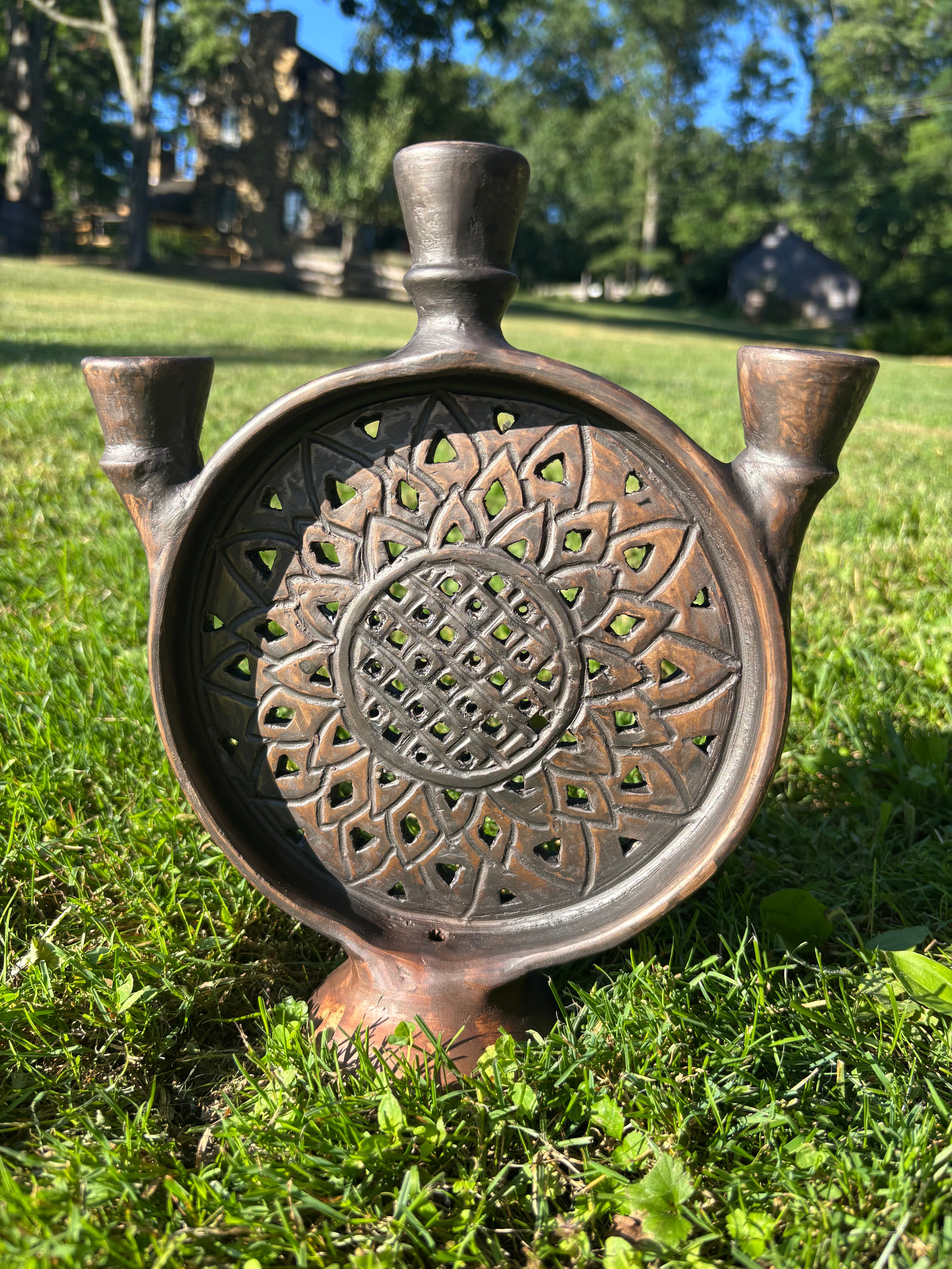 Solar Circle Ceramic Candle Holder — 10 inches