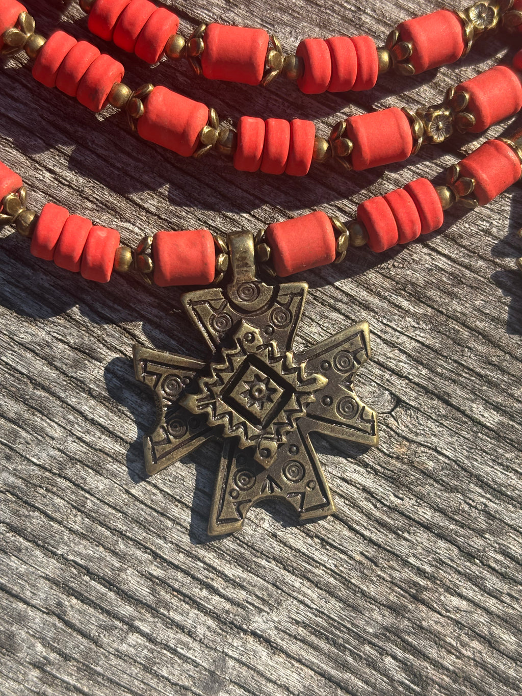 Ceramic & Brass Statement Necklace