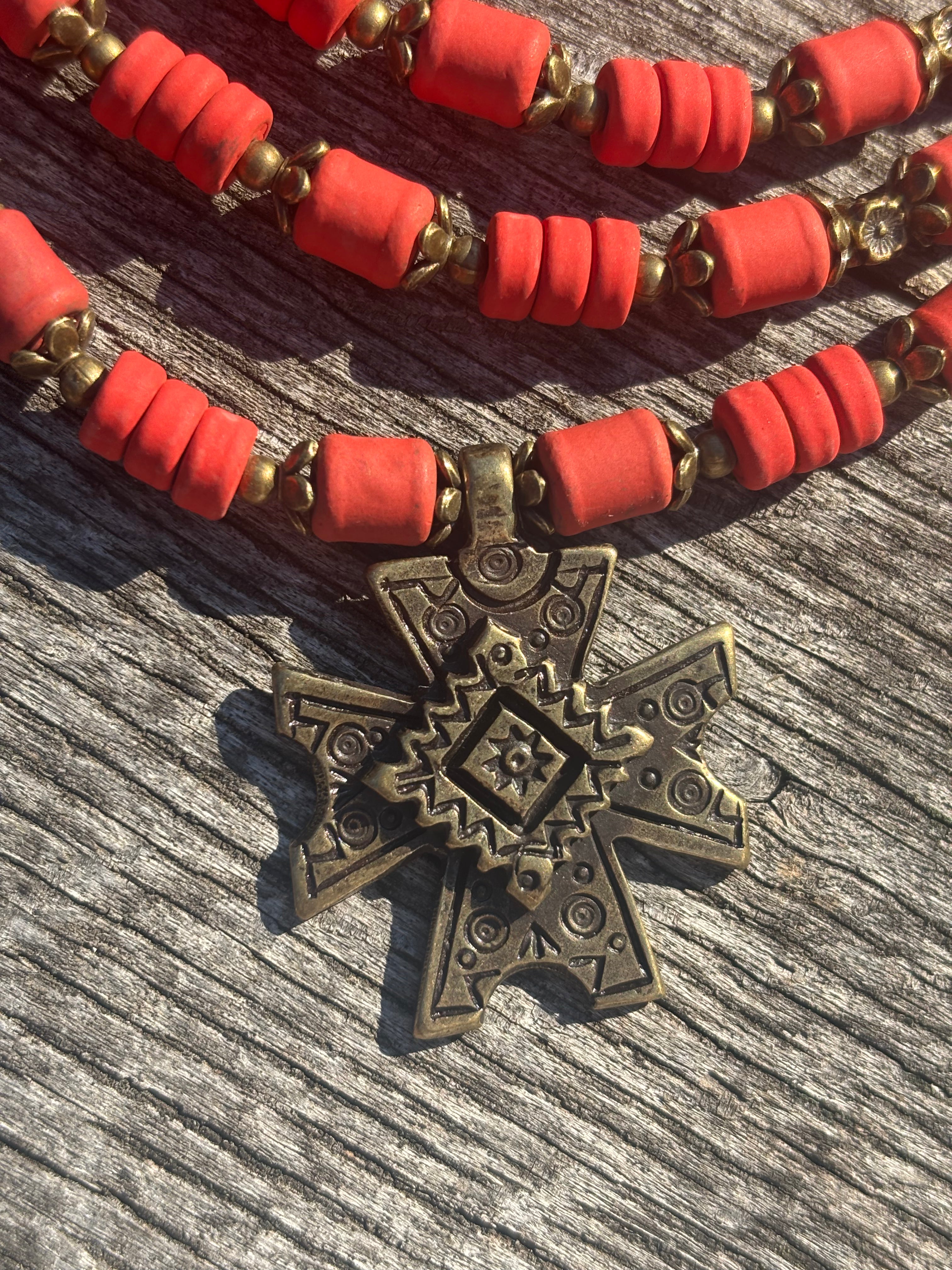 Ceramic & Brass Statement Necklace