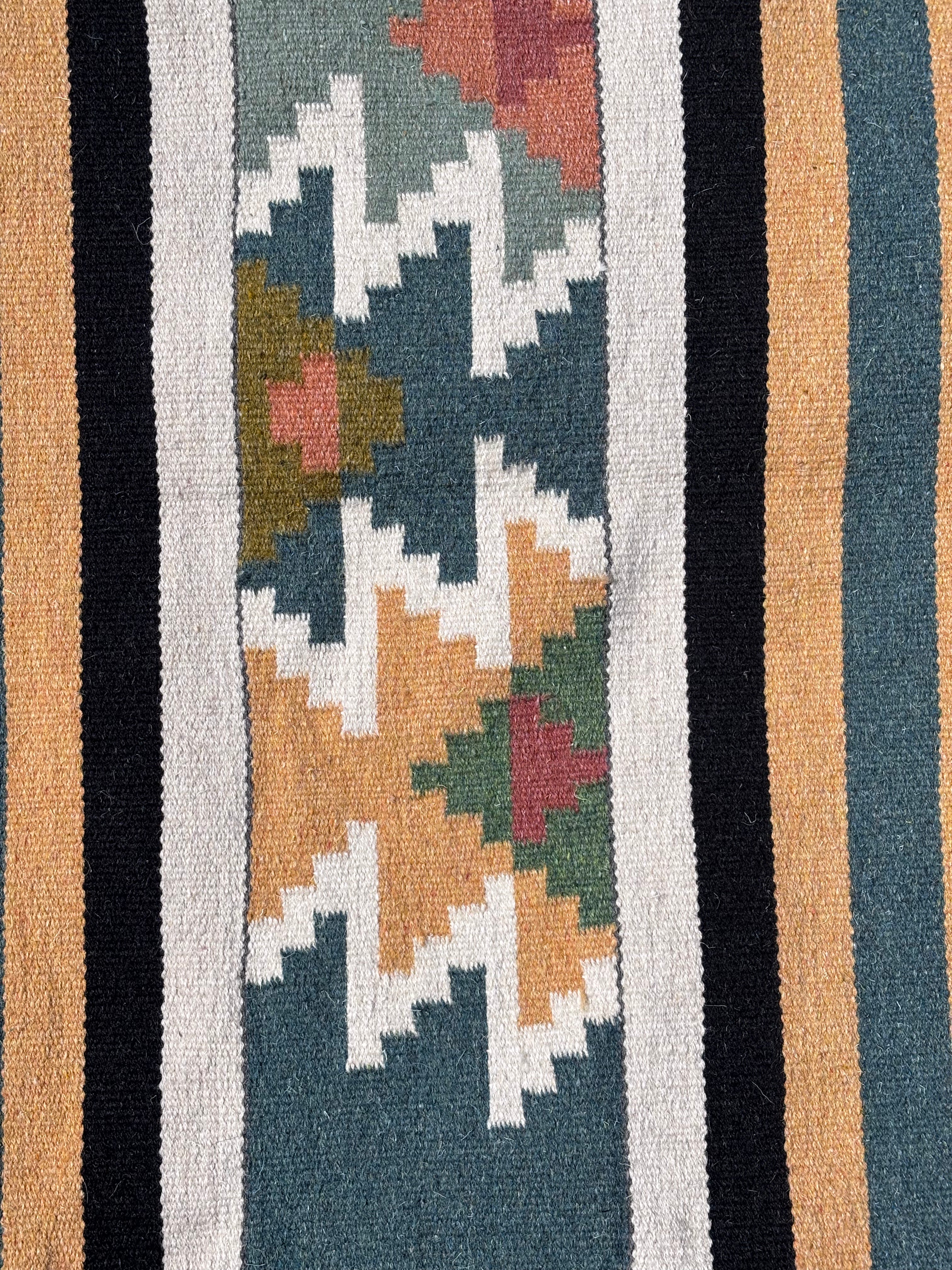 Sage & Terracotta Wool Handmade Kilim Rug