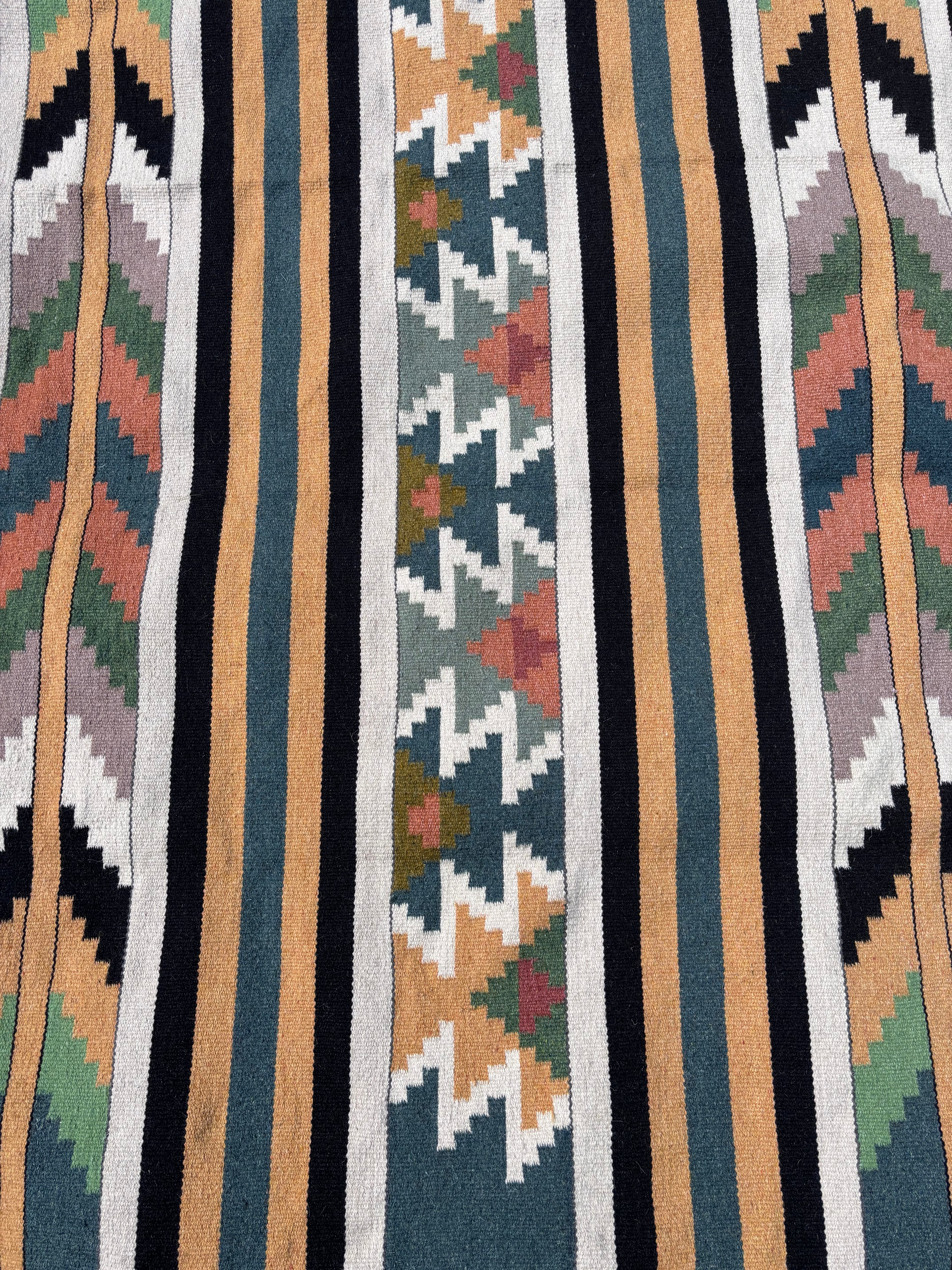 Sage & Terracotta Wool Handmade Kilim Rug