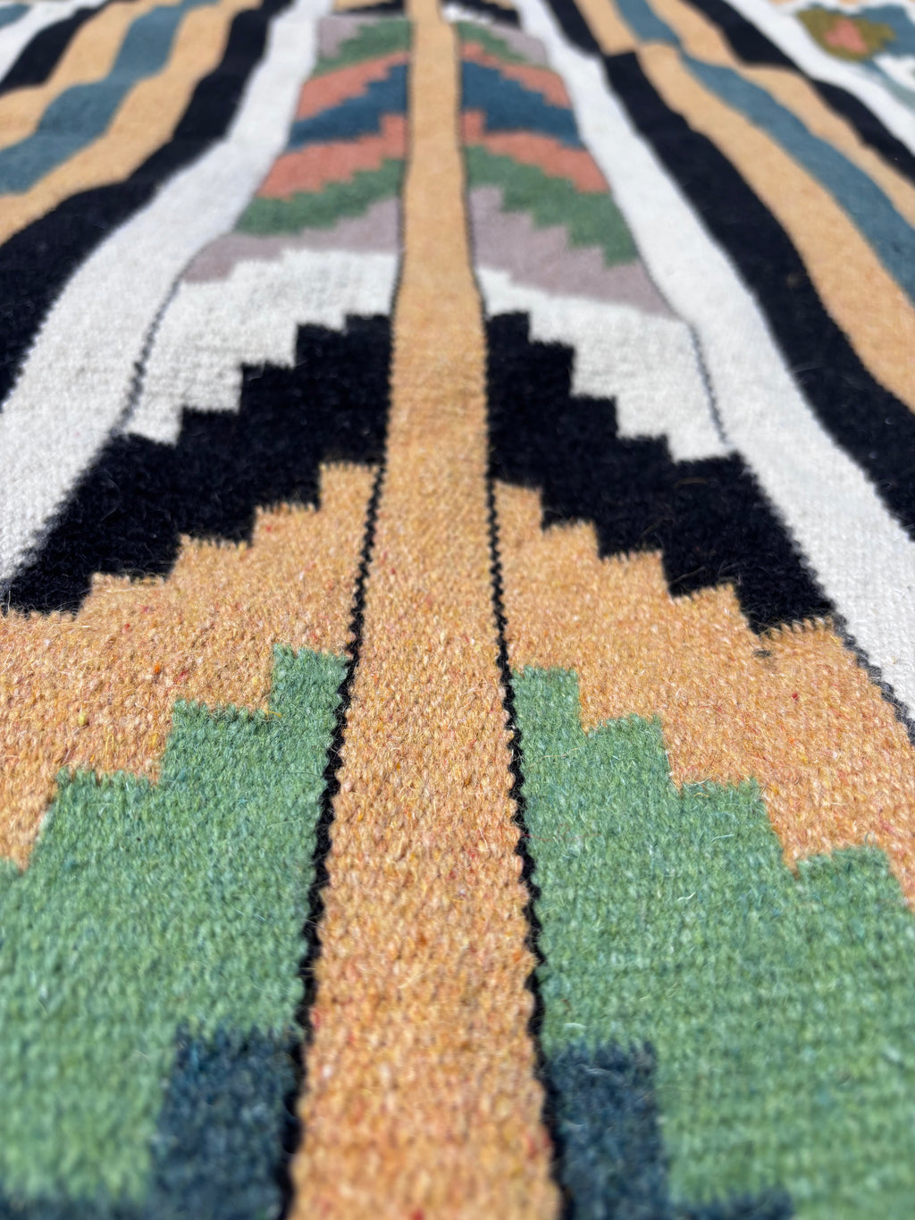 Sage & Terracotta Wool Handmade Kilim Rug