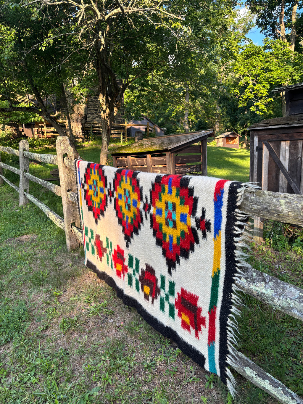 Red Rue Flower Large Wool Throw