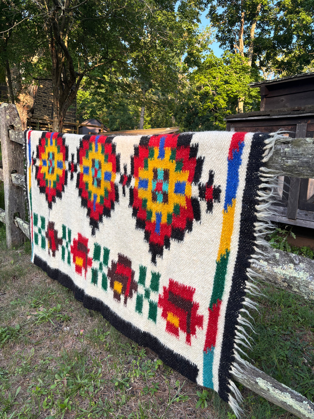 Red Rue Flower Large Wool Throw