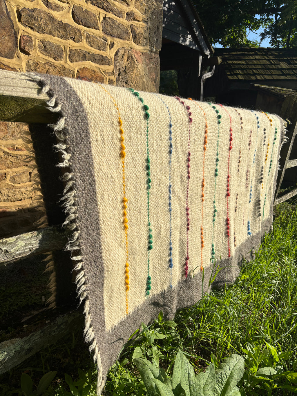 Handwoven Wool Throw “Carpathian Rainbow”