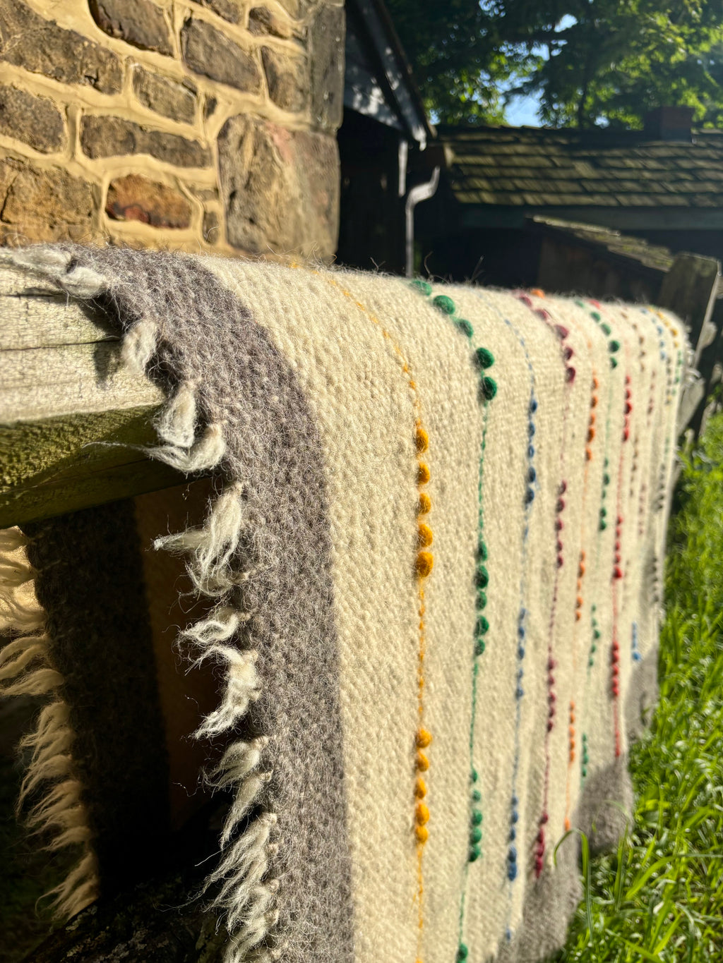 Handwoven Wool Throw “Carpathian Rainbow”