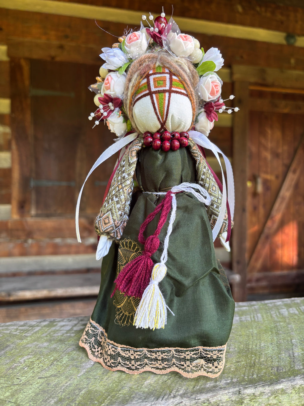 Green Motanka Doll —  10 inches