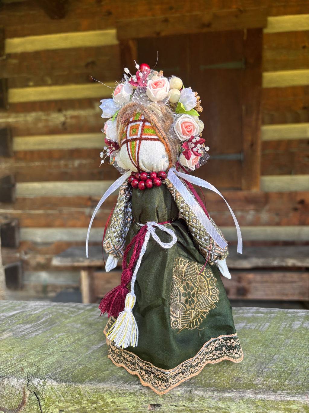 Green Motanka Doll —  10 inches