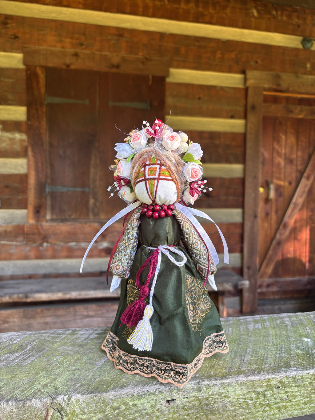 Green Motanka Doll —  10 inches