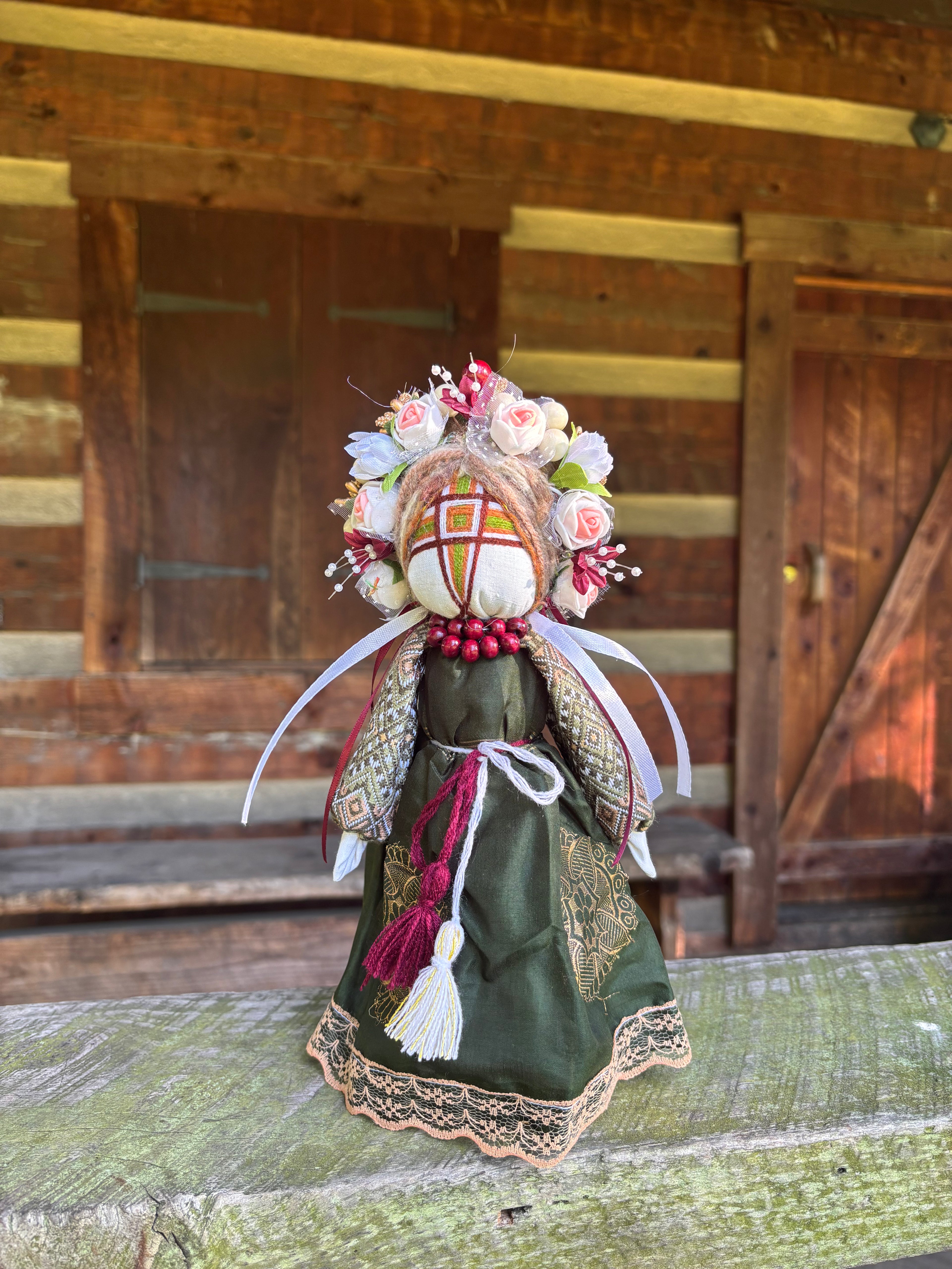Green Motanka Doll —  10 inches