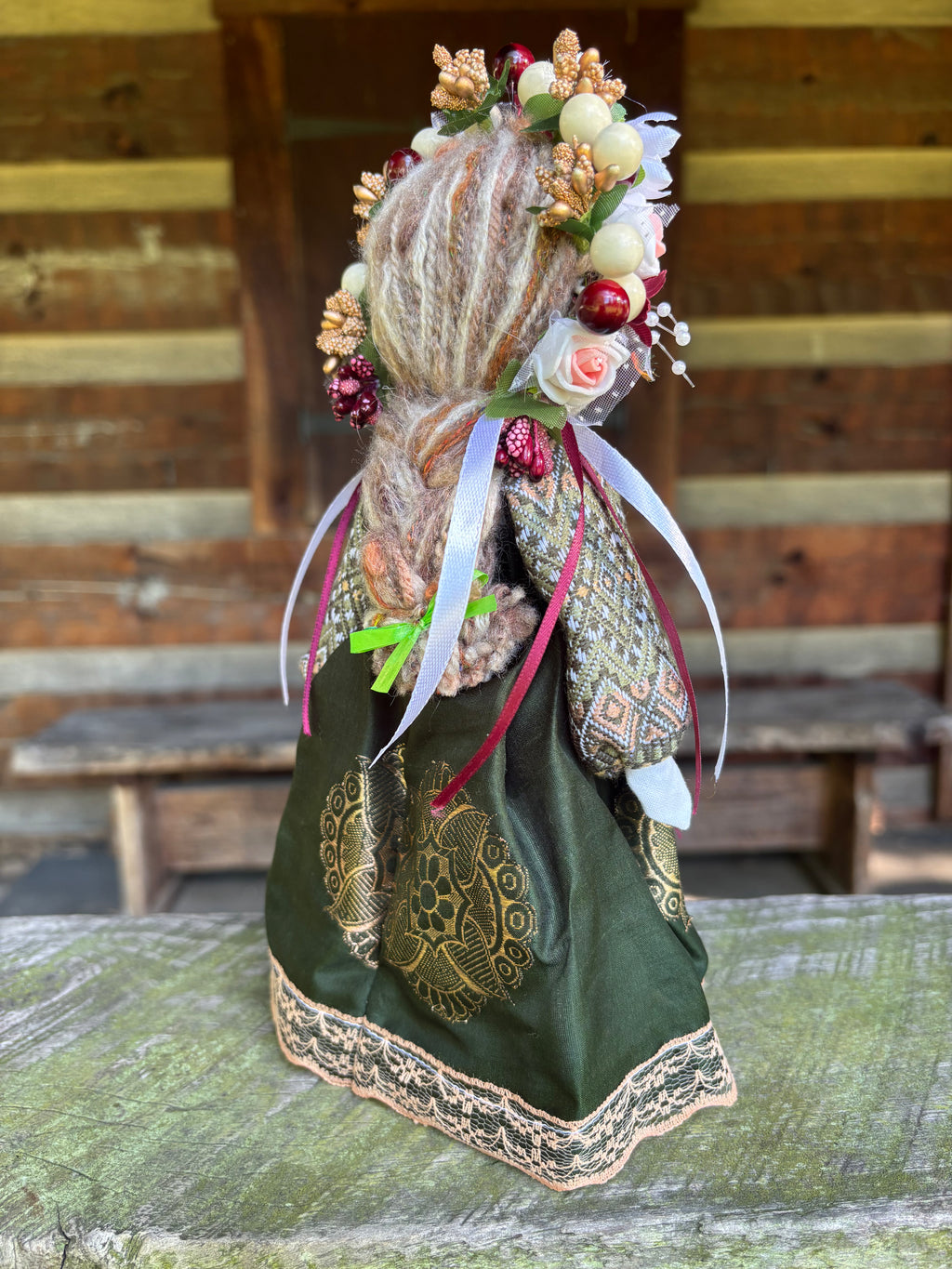 Green Motanka Doll —  10 inches