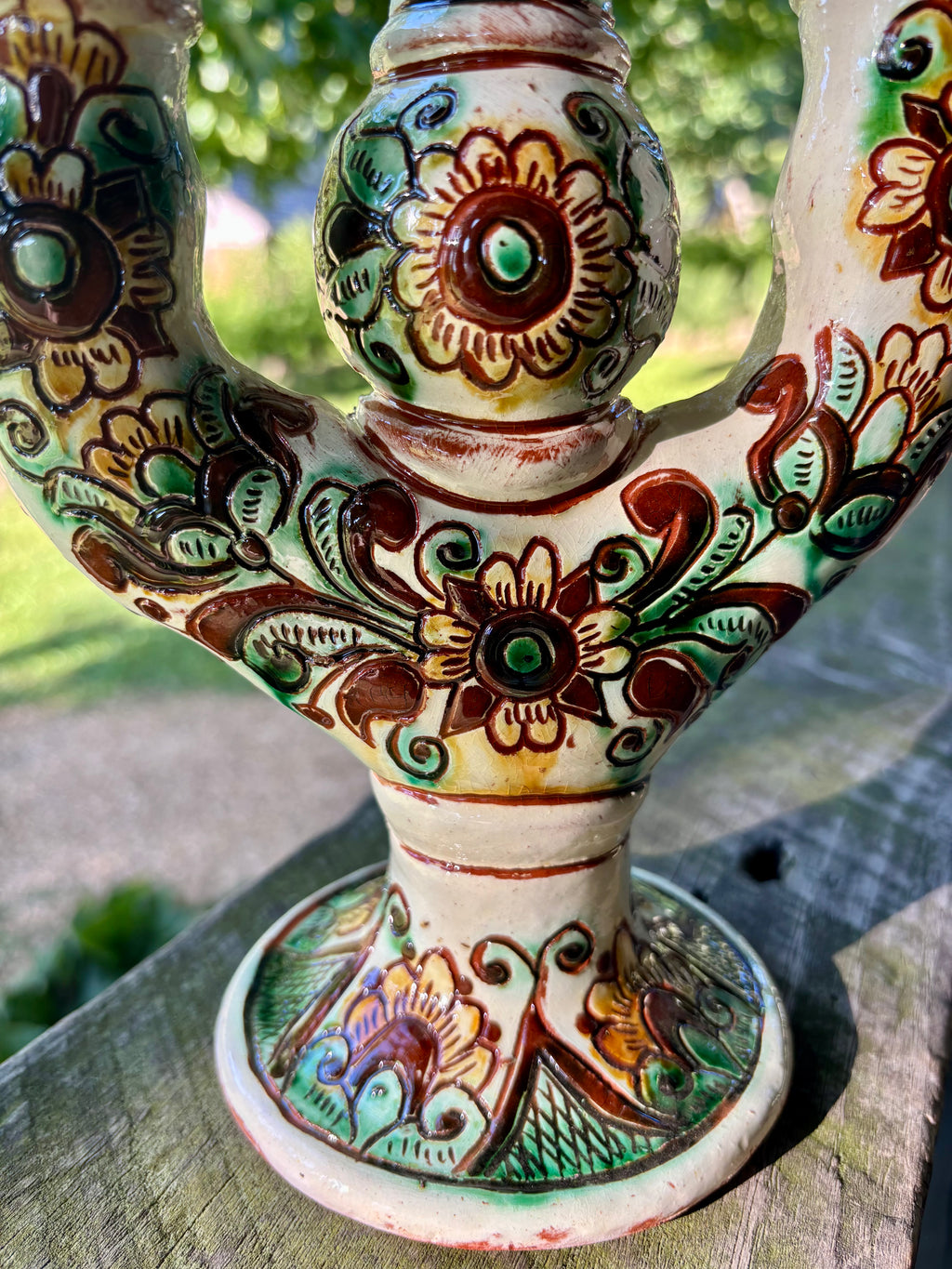Kosiv Ceramic Three-Candle Holder – 10 Inches