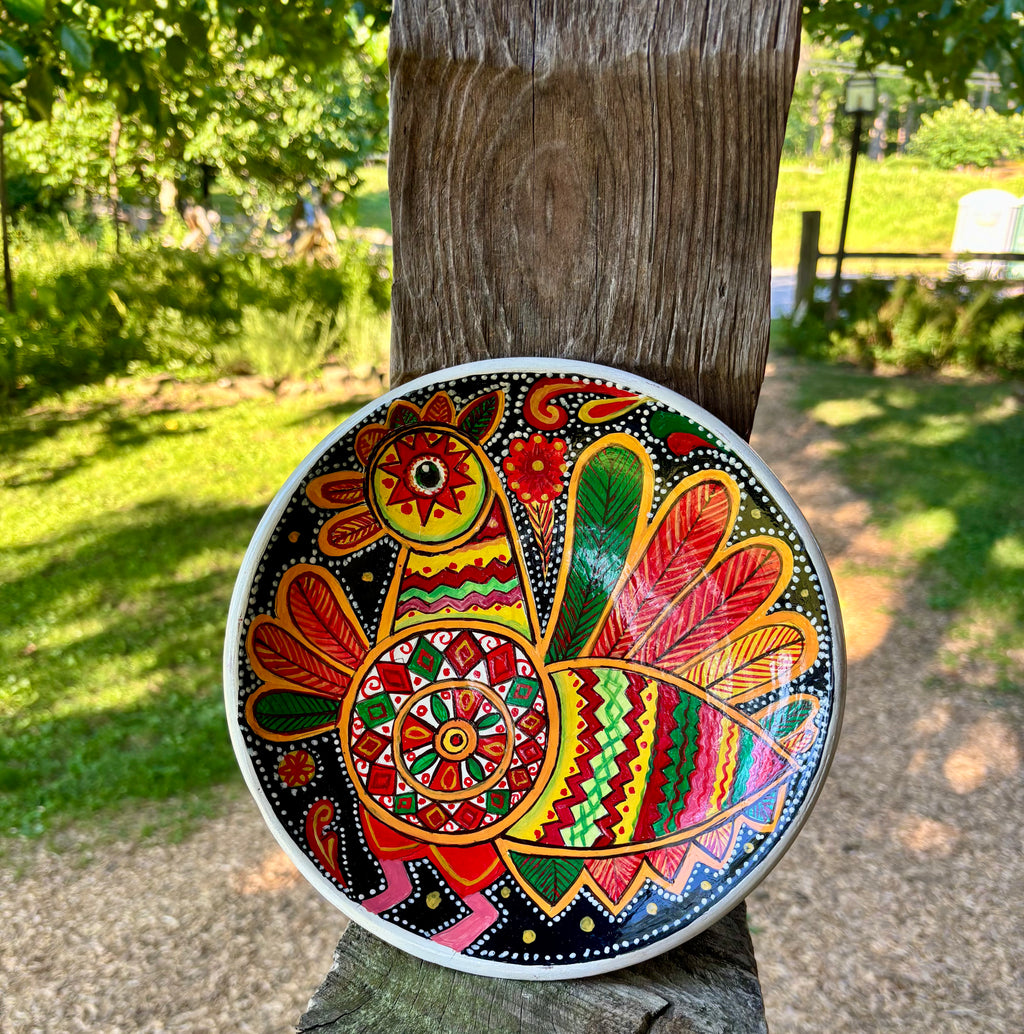 Hand-Painted Decorative Plate – Rooster Motif