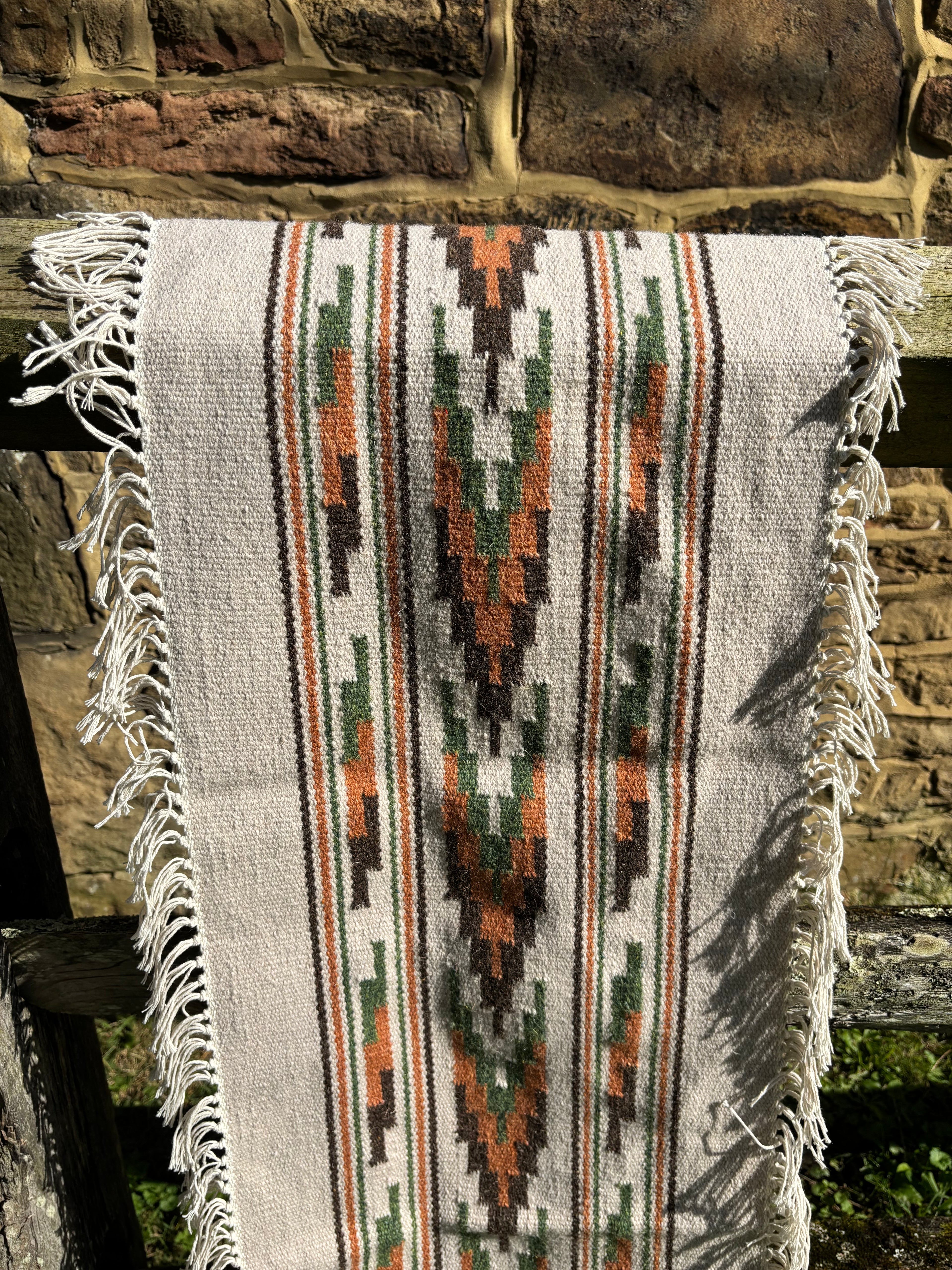 Forest Ember Handmade Wool Runner — 54 × 14  Inches