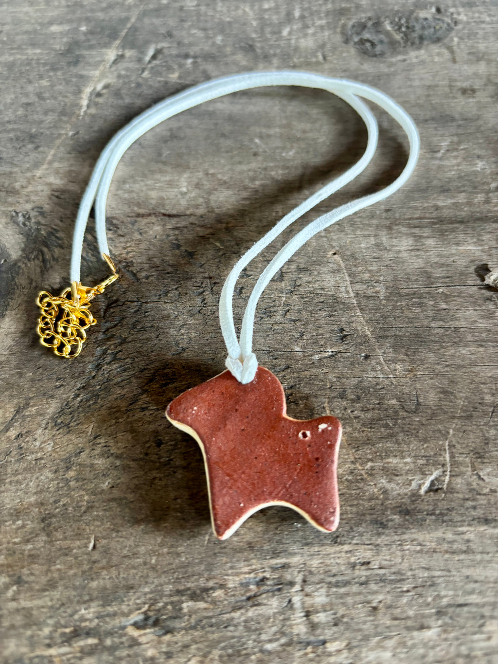 Ceramic Ram Necklace, Cream Cord