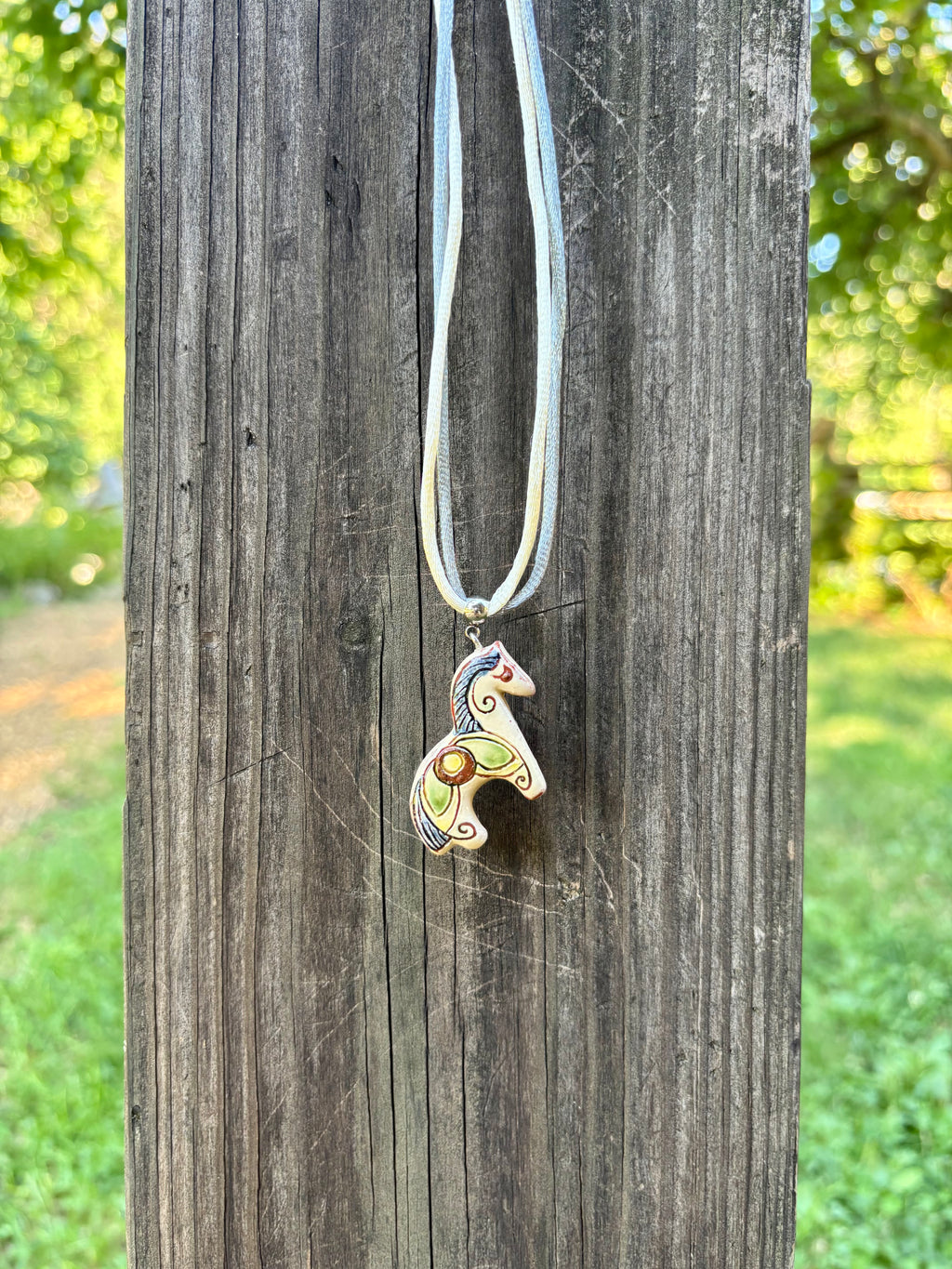 Hand-Painted Ceramic Horse Necklace