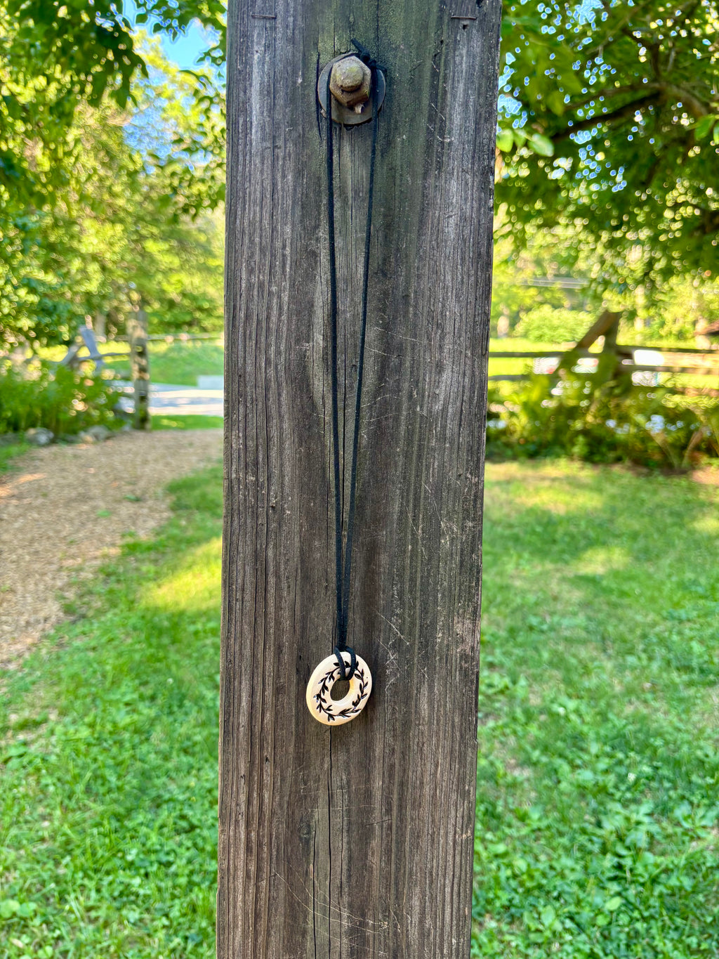 Botanical Ring Ceramic Pendant Necklace