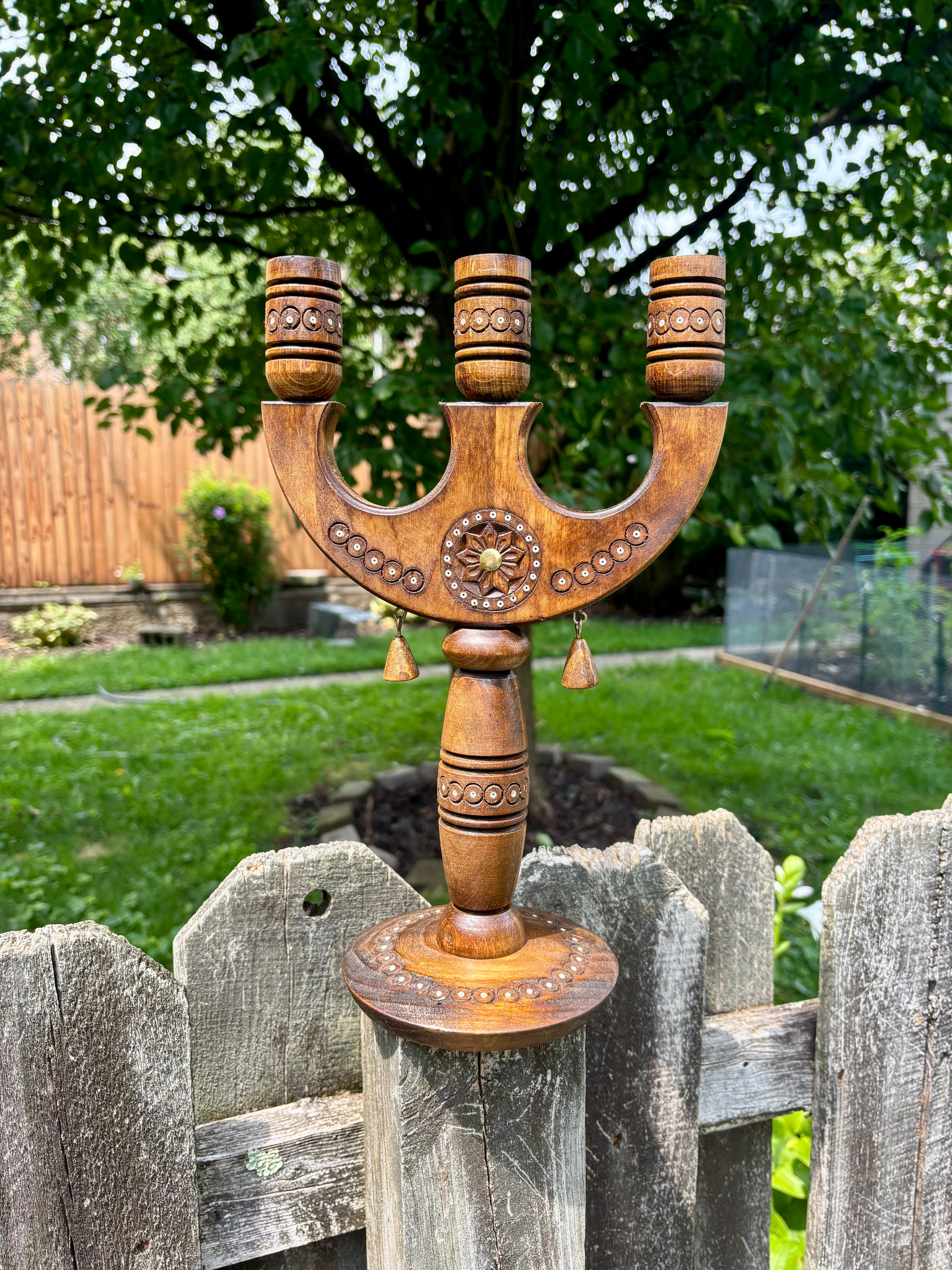 Three-Candle Holder from a 100-Year-Old Carpathian Home — 13 inches