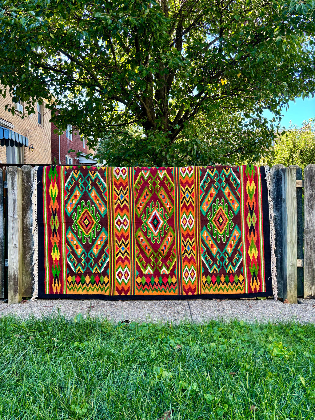 Vintage Ukrainian Wool Kilim Rug, 1970s–1980s - Carpathian Ember Mosaic, 7' × 4'6"