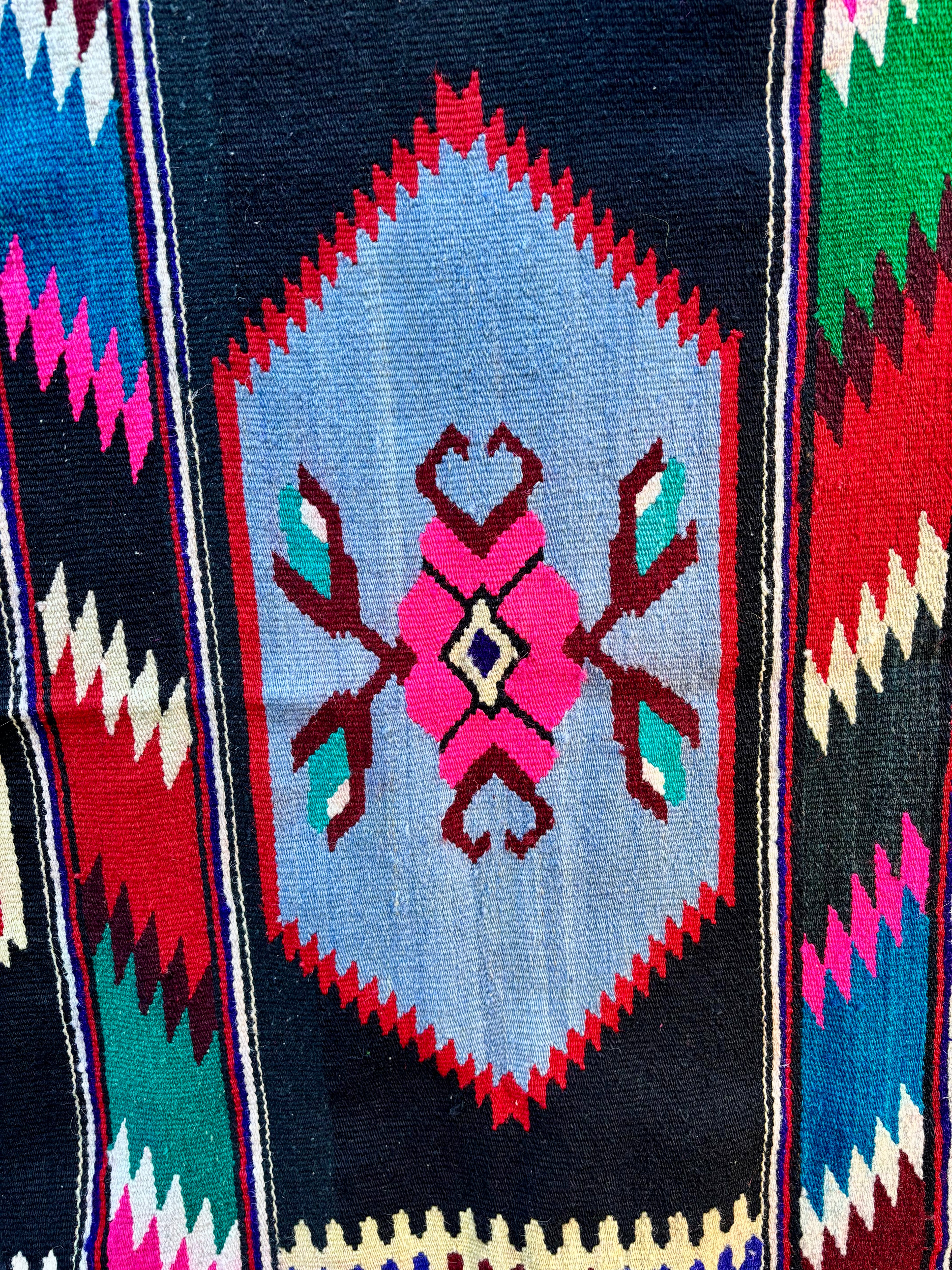 Vintage Carpathian Wool Kilim Rug, 1970s-1980s - Crimson Blossom, 6'6" × 5'