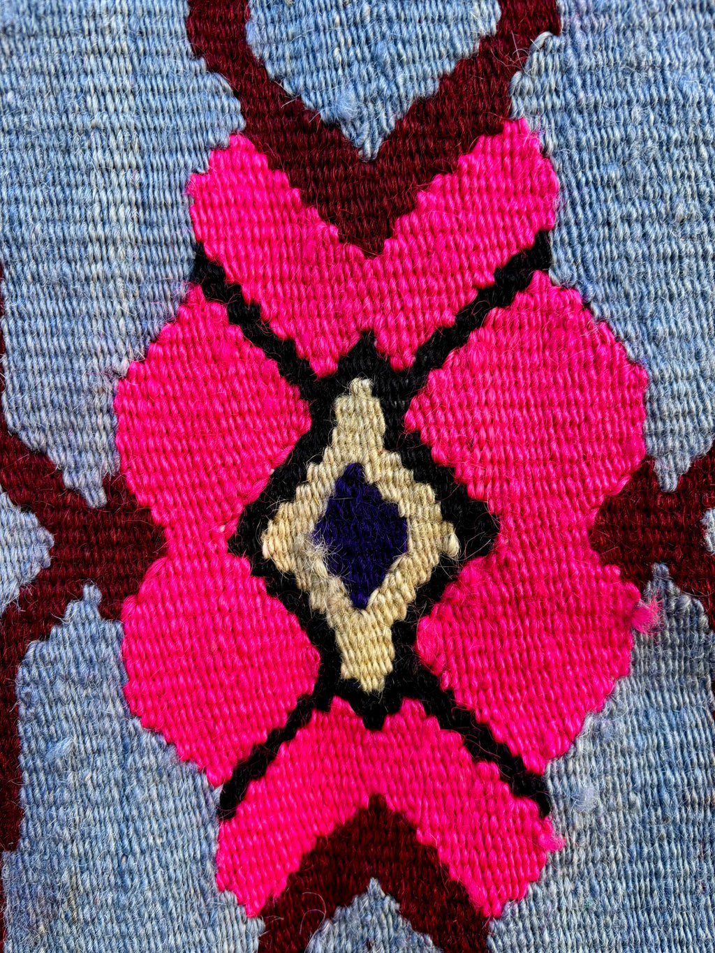Vintage Carpathian Wool Kilim Rug, 1970s-1980s - Crimson Blossom, 6'6" × 5'