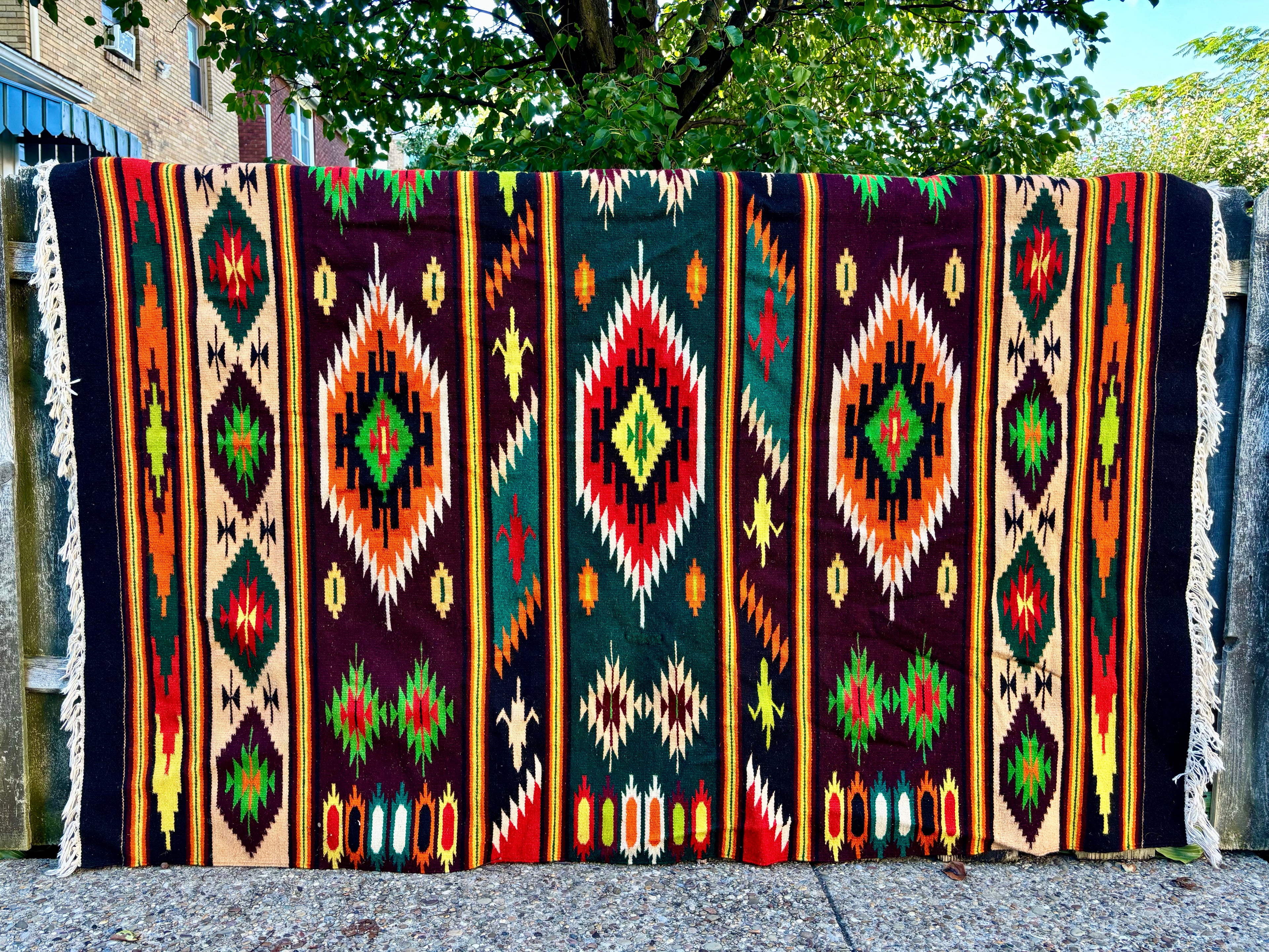 Vintage Carpathian Wool Kilim Rug, 1970s–1980s - Forest Medallion, 6'5" × 4'7"