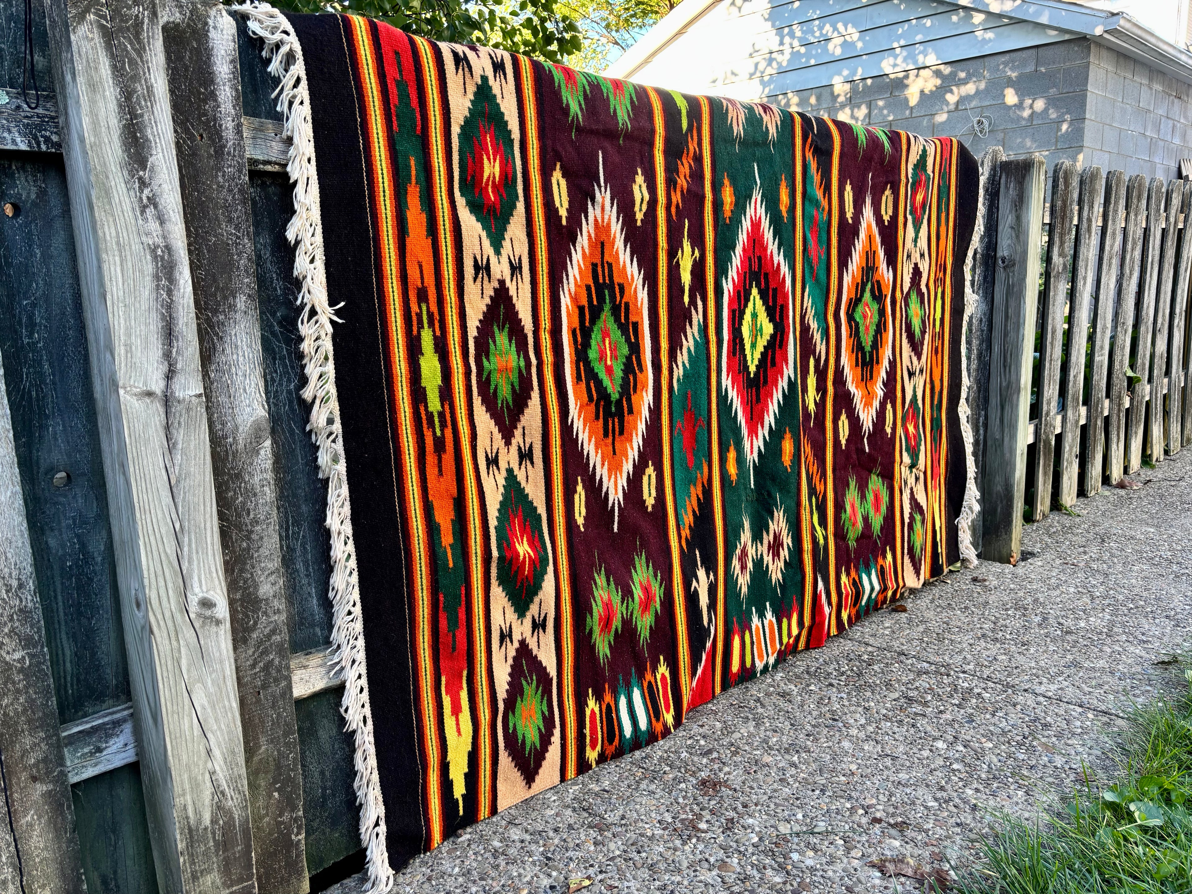 Vintage Carpathian Wool Kilim Rug, 1970s–1980s - Forest Medallion, 6'5" × 4'7"