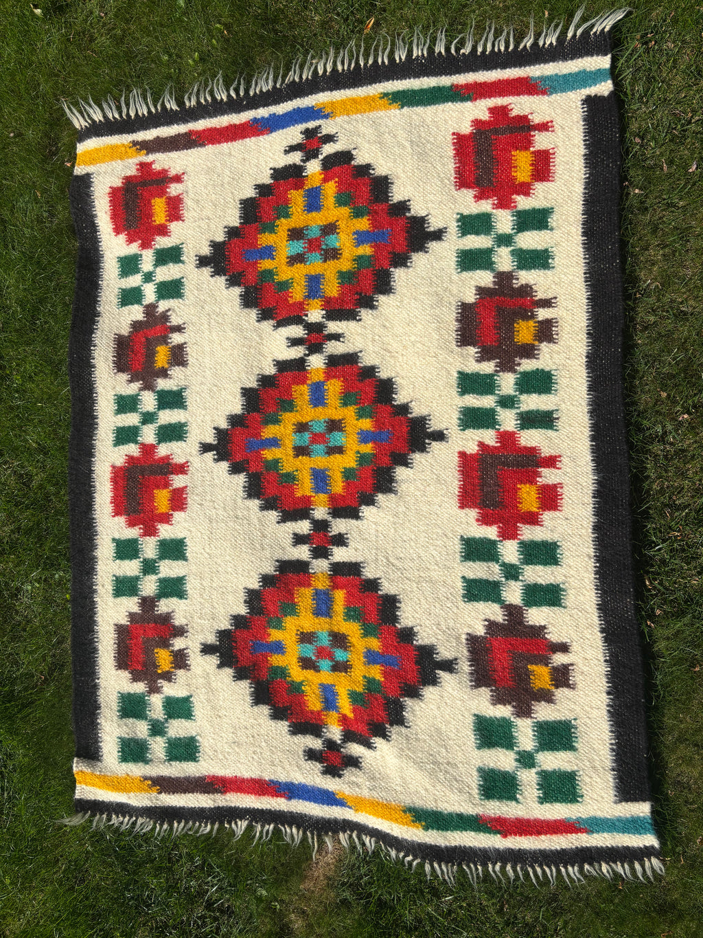 Red Rue Flower Large Wool Throw