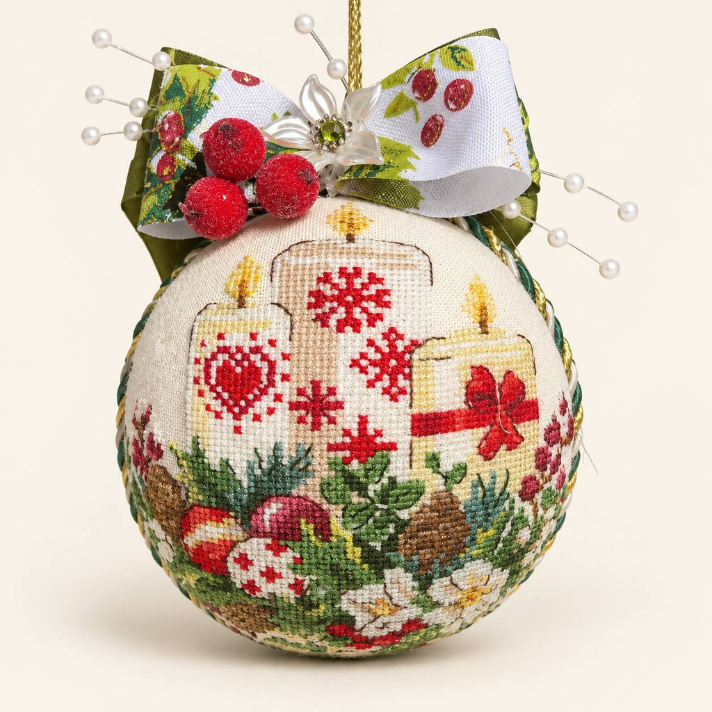 Set of 4 Hand-Embroidered Christmas Ornaments — 4.5"