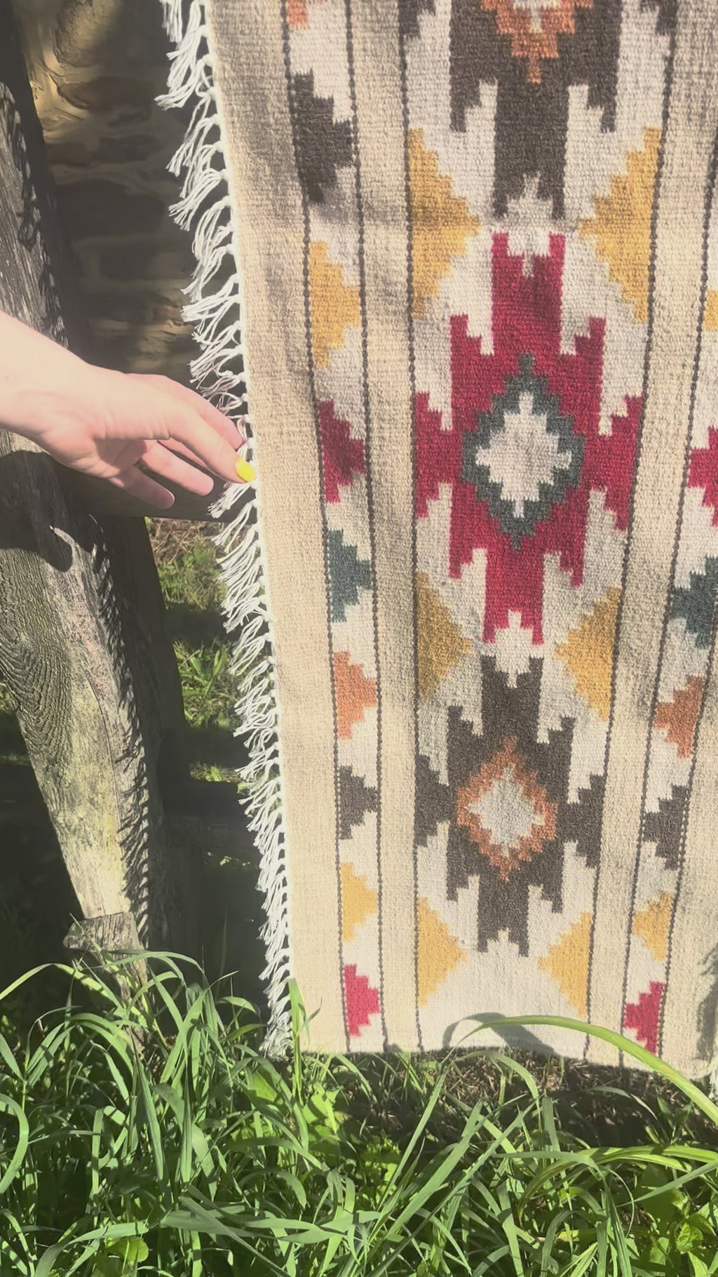 Ember Mosaic Handmade Wool Runner — 56 × 15 Inches