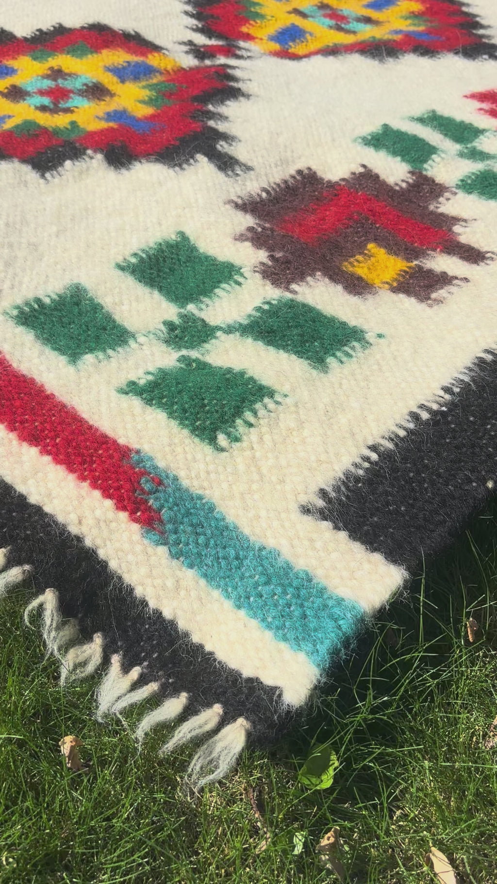 Red Rue Flower Large Wool Throw