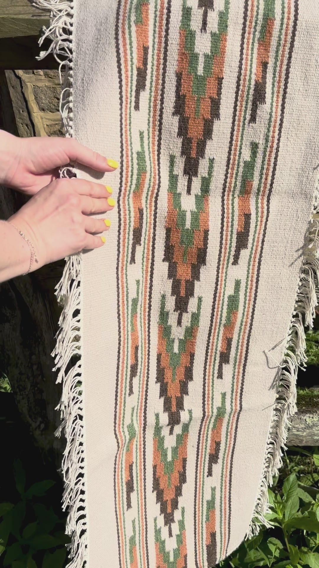 Forest Ember Handmade Wool Runner — 54 × 14  Inches