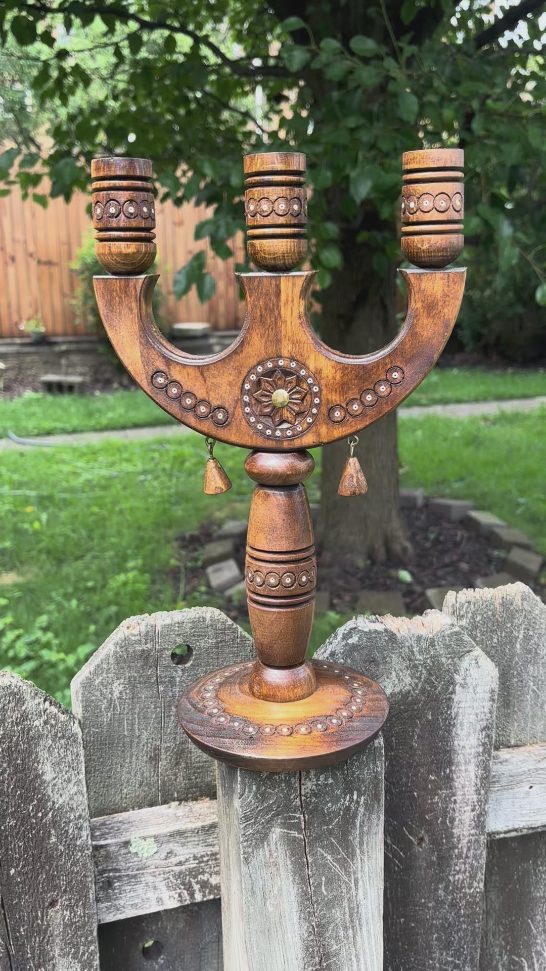 Three-Candle Holder from a 100-Year-Old Carpathian Home — 13 inches