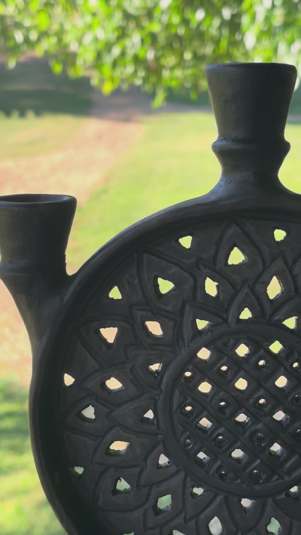 Solar Circle Ceramic Candle Holder — 10 inches
