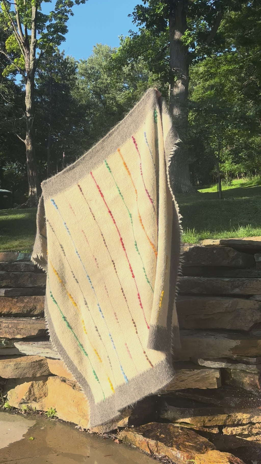 Handwoven Wool Throw “Carpathian Rainbow”