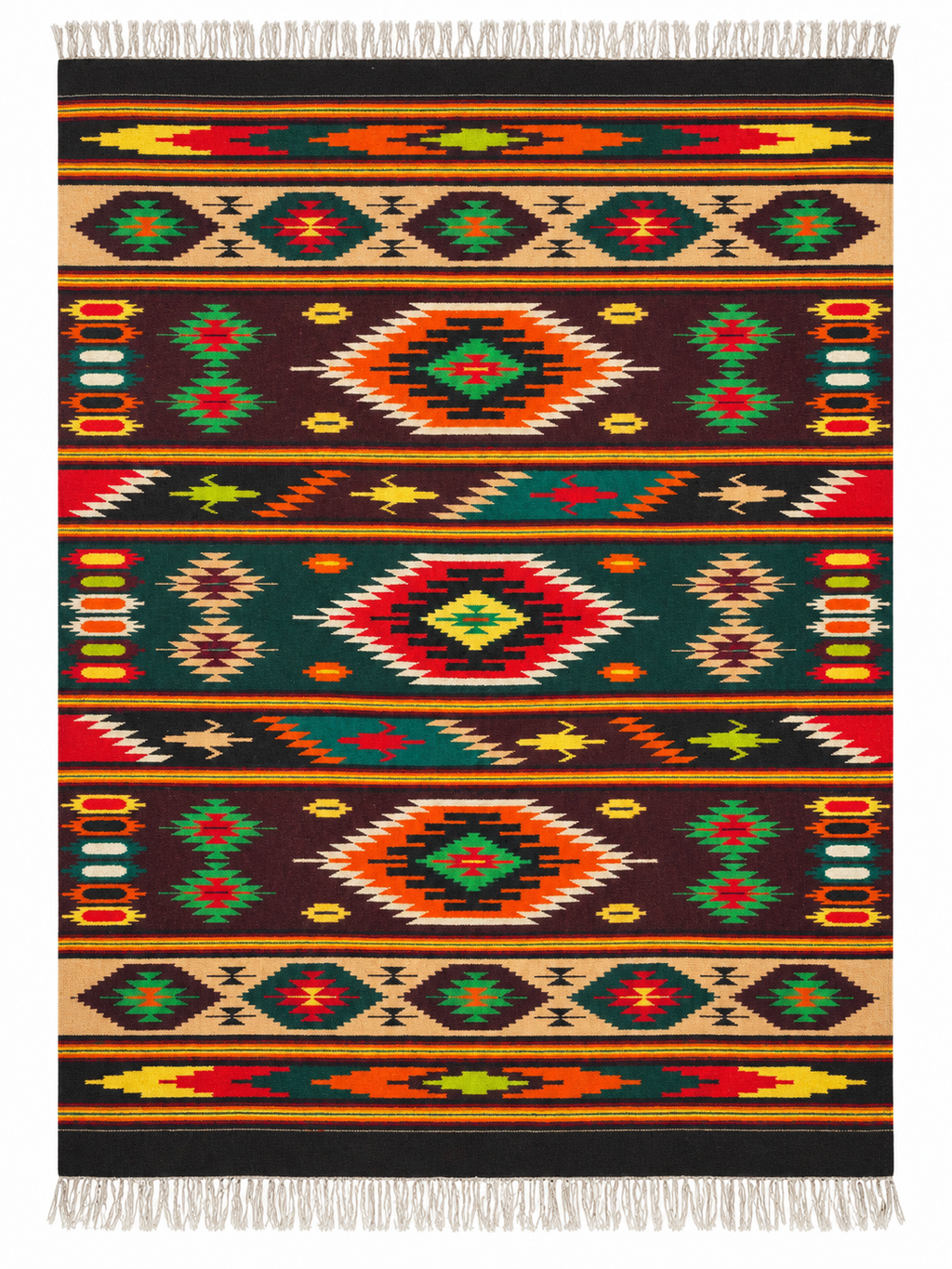 Vintage Carpathian Wool Kilim Rug, 1970s–1980s - Forest Medallion, 6'5" × 4'7"